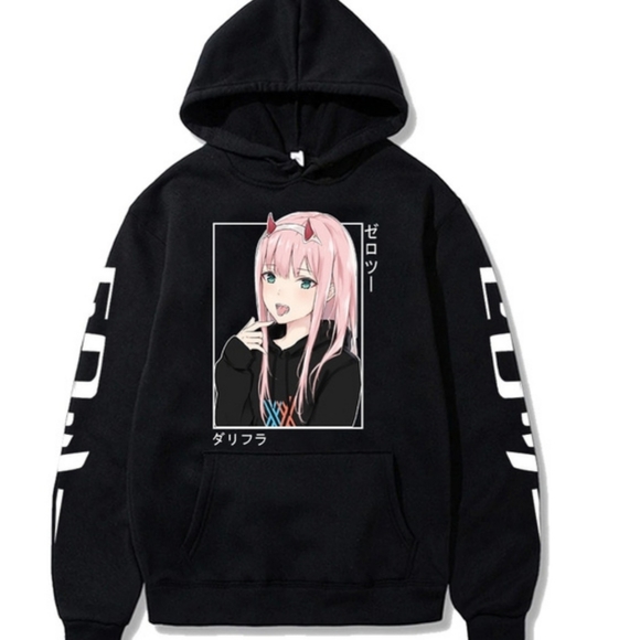 Large black zero two anime hoodie - Picture 1 of 1